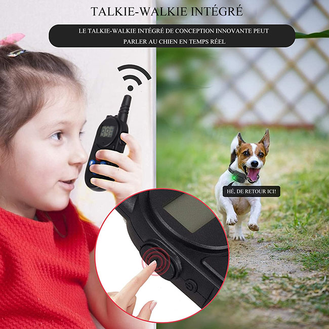 collier de dressage pour chien avec talkie-walkie Distance de contrôle à distance jusqu'à 3280 pieds
